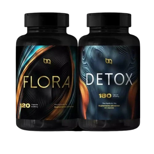 KIT DETOX 180CAPS E FLORA 120CAPS | POTENTE COMBINAÇÃO DE VITAMINA C, MSM, NAC, GLICINA E CURCUMINA PARA IMUNIDADE E VITALIDADE
